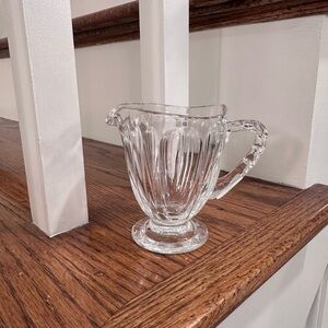 Vintage clear glass creamer pitcher ribbed footed
